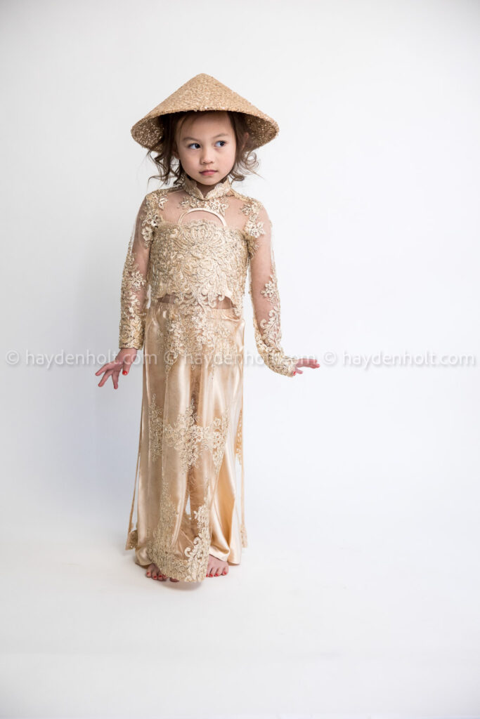 Gold Ao Dai Cynthia Bui Collection